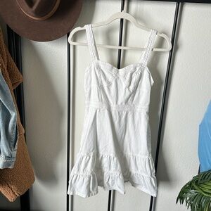 American Eagle white tiered corset ruched stretch babydoll cotton mini dress